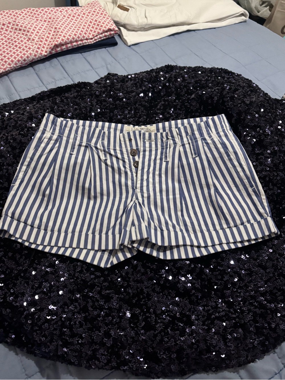 Jack Wills Blue and White Striped Bermuda Shorts